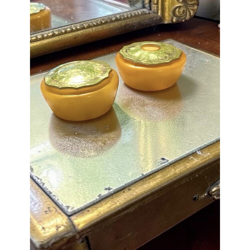 Vintage 1920’s ART DECO Celluloid Dresser Set Hair Receivers Vanity 3486-65